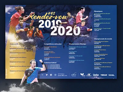 Calendar table tennis calendar calendrier design fftt graphic new ping season sport table tennis
