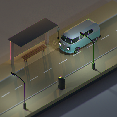 Bus Station 3d 3d art art cinema4d isometric render rendered rendering