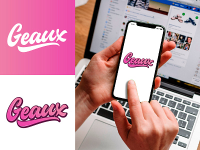 Geaux - Logo for Mobile App branding calligraphy clothing design fashion font free hand lettering identity lettering logo logotype mark packaging script sketches streetwear type typo typography