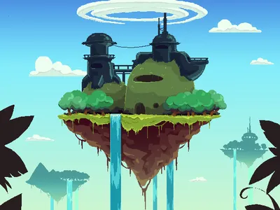 Digital Disconnect album cover floating island pixel art