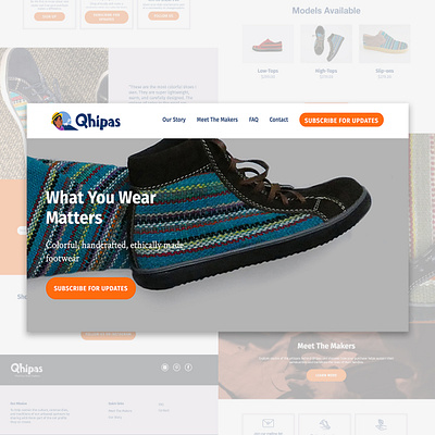 Qhipas Footwear - Website Design colorful handcrafted marketing site shoes web web design website website concept