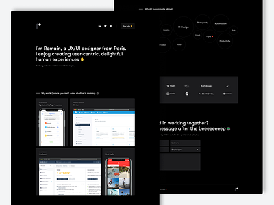 Romain Paget - Portfolio dark ui fabernovel freelancer logo minimalist portfolio typogaphy ui ux webflow