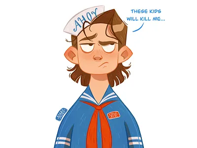 Steve " Ahoy" Harrington character character design digital art digital drawing digital illustration drawing fan art funny drawing graphic design illustration painting procreate steve harrington stranger things strangerthings