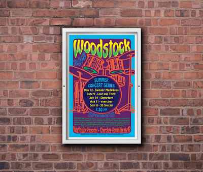 Poster for Woodstock Summer Concert Series design illustration poster typography vector