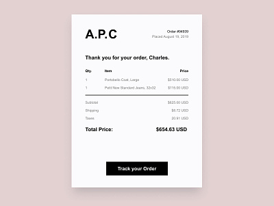 Email Receipt - 017 apc arial dailyui dailyui 017 dailyuichallenge design ecommerce figma receipt ui uidesign uxdesign