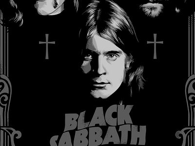 Ozzy, ozzy, ozzy, oi,oi,oi! black sabbath halftone illustration rock icon vector practice