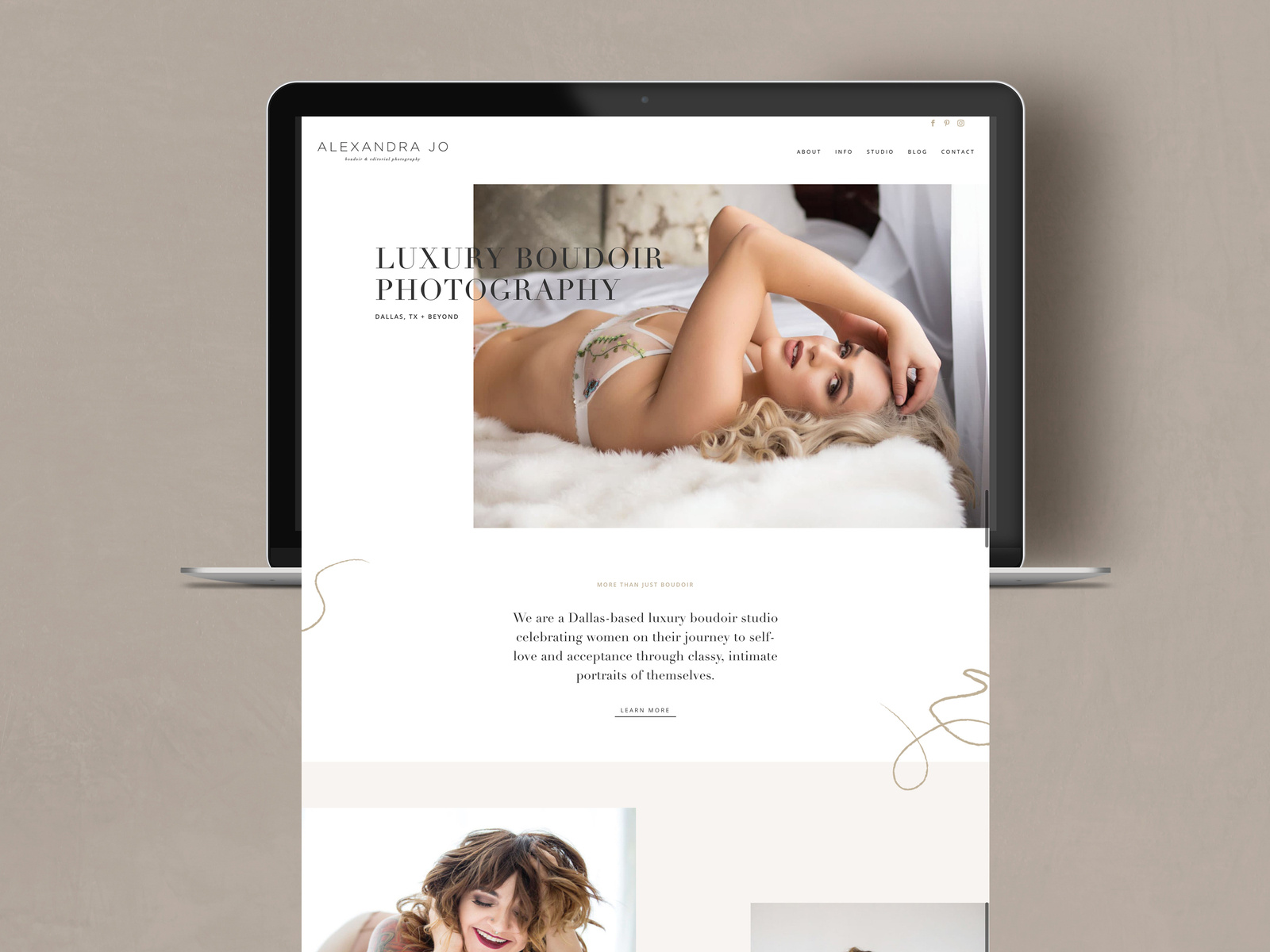 Example of Boudoir Photography Website Design