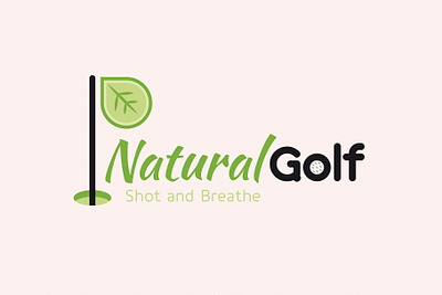 Natural Golf Logo ball brand eco flagstick fun golf green leaf logo nature sport