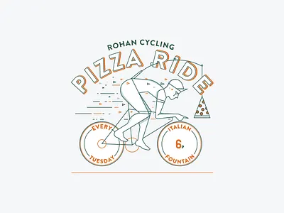 Pizza Ride bicycle bike branding cycling design illustration philly pizza road rohan typography