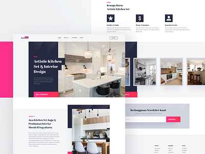 Artistic, kitchenset-jogja.com Redesign bar branding business clean corporate furniture homepage interface interior kitchen redesign ui ux web website