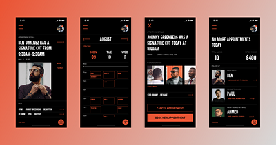Barber Portal app design barber barbershop dark darkui ios ios app typography ui ui ux design ui design