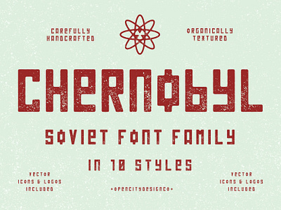 Chernobyl has expanded! 80s branding chernobyl design font font family graphic design hand drawn handcrafted icons set illustration logo templates nuclear retro soviet textured typography ussr vector vintage