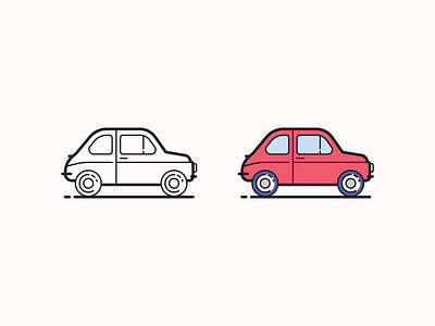 Hand Drawn icons: Fiat 500 car color design digital art fiat 500 flat graphic design icon icons icons8 illustration italy outline red car transport travel ui uidesign vector vehicle