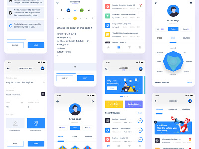 Arcode - Programming Quiz & Courses app branding clean concept courses educational elearning exploration illustration ios learning app mobile ui programmer quest quiz task typography ui uiux website