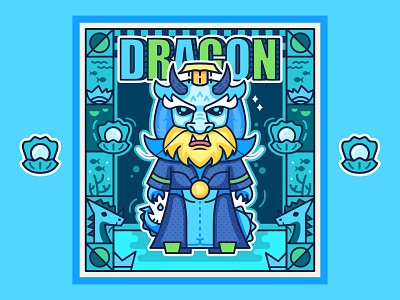 Dragon animal crown fish illustration king ocean pearl