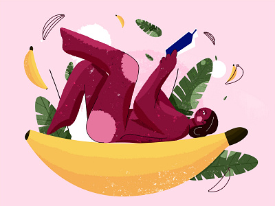 fruit banana banana leaf character character design design flat illustration fruit illustration illustration panda ui vector art 植物