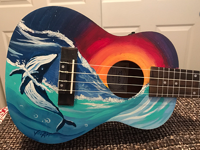 Hand painted ukulele illustration musical instrument painting ukulele