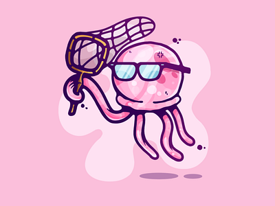 Jellyfishing adobe art cartoon clean color creative designer dribbble flat flat design graphic graphic design illustration jellyfish minimal portfolio procreate shot simple spongebob