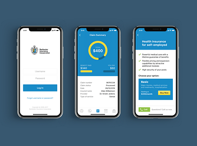 Mobile App Design for the Insurance Company design finance financial fintech health insurance insurance company mobile app product design strebkovdesign ui