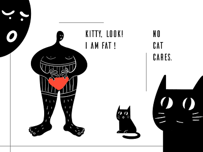 No cat cares cat funny illustration life man story