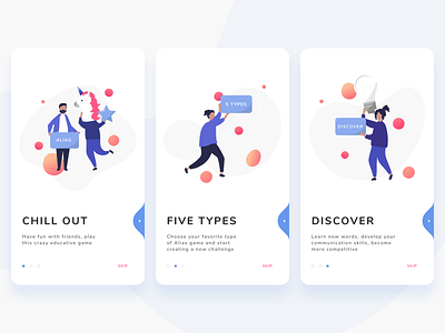 Onboarding Alias Game App app characterdesign color design dribbble game icon illustration mobile mockup onboarding ui ux vector vectors