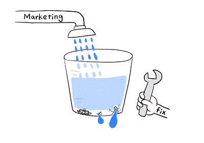 Water tank metaphor app bounce rate conversion fix marketing marketing site shower spanner water water tank