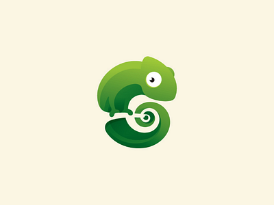 Chameleon animal branch chameleon charming circles colorful gecko green lizard logo mark modern negative space reptile spiral