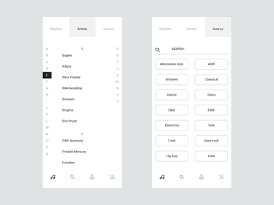 Navigation bar app apple artist audio audio player design interface ios list ui mobile music music app music player player ui playlist product design simple singers ui white