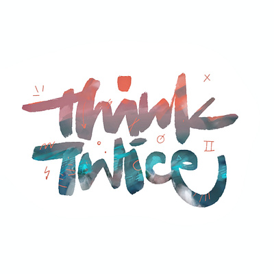 Think Twice album brush brushlettering colors composition font graphic design handlettering identity illustration lettering letters logo music paint script signs symbols title