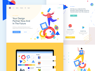 Brixon - Landing Page clean colors illustration landing management pattern prototype style guide ui web webflow