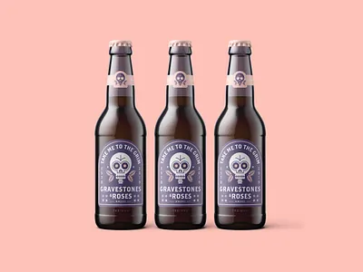 Gravestones & Roses Label Mockup badge badge logo beer bottle branding character design drink illustration skull texture vector