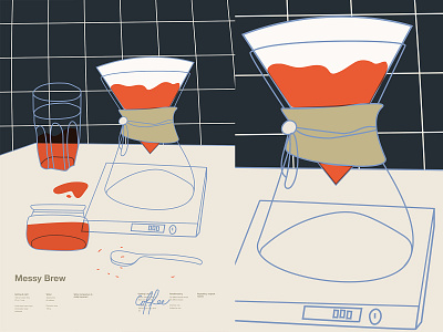 Making coffee abstract chemex coffee composition fragment illustration kitchen layout lines minimal poster poster a day