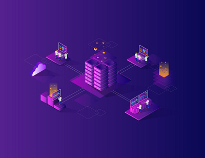 smart city server isometric bigdata character cloud computing company computer graphics data analysis flat design futuristic home page illustrate illustration isometric laboratory landing page modern serverless tecnology vector web design wifi