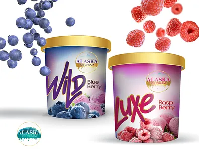 ALASKA ICE CREAM 3d adobe appeal blue blueberry branding concept delicious fruit graphic design icecream identity illustration logo luxury brand package raspberry red typography ui