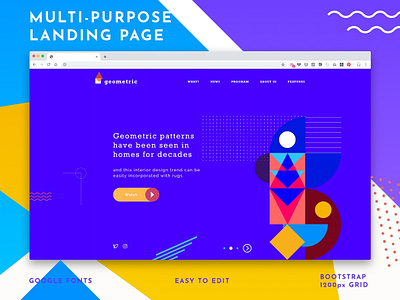 Landing Page Concept creative geometric geometric design illustration landing page landing page design uiux