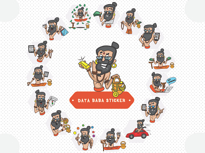 Data Baba Stickers cartoon chat cute design emoji emojiexperts expressions firstshot lovable set stickers