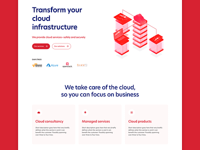 Cloud Landing Page cloud cloud computing computing design illustration minimal red ui ux web website white space