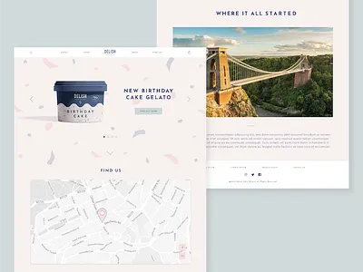 Gelato Website banana brand branding gelato ice cream icon identity illustration logo pattern strawberry tub