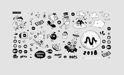 musically 2018 stickers 2018 2d art branding cartoon character creative design digital flat graffiti