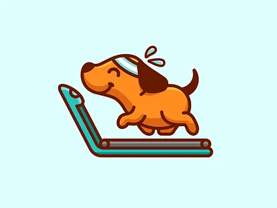 Dog Gym adorable lovely brand branding cartoon playful character mascot cute fun funny dog doggy exercise exercising fit strong fitness gym for sale geometry geometric happy joyful health wellness illustrative illustration logo identity puppy pups run running training sport treadmill equipment walk walking