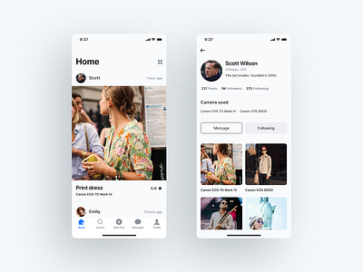 Photo Social Network App app camera design ios mobile app photo photographer profile social network ui user ux