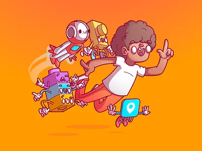 Inovac a o Mindschool campinas character color cool design flat fun illustration thunder rockets ui