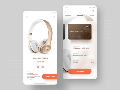 Product purchase screen branding checkout concept creditcard dailyui 002 design headphones k funky karen sardaryan kfunkydesign orange paymentscreen ui uiuxdesign