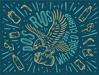 Dos Rios Watershed Cleanup branding cleanup design hand lettering illustration illustration art illustrator river typography vector