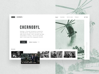 HBO Chernobyl - Concept chernobyl clean landing page concept episodes gallery green hbo helicopter homepage landing page minimal miniseries navigation radioactive typography ui ux web website white space