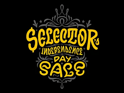 Selector 4th July Sale 2019 YB apparel calligraphy dancehall design hand drawn illustration independence day lettering promo reggae sale typography