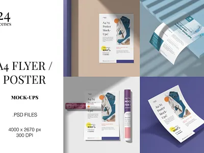 A4 Poster / Flyer Mockups a4 flyer a5 company design flyer flyer mockup mockup mockup design mockups poster poster mockup presentation preview print design print template psd mockup