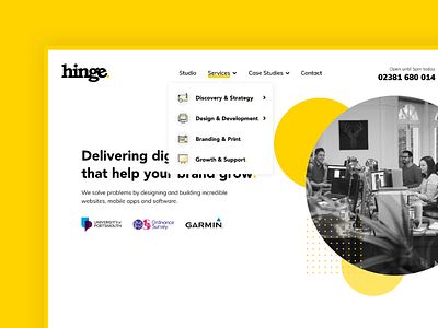 Hinge Website - Dropdown design development dropdown dropdown menu figma illustration navigation bar responsive design typography ui ux web website