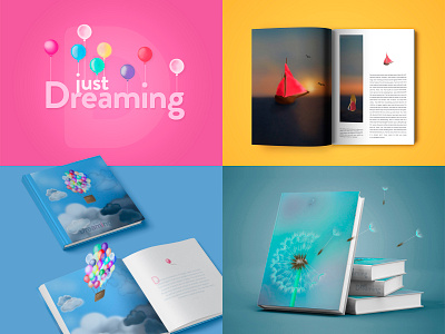 just dreaming aerostat baloons beautiful blowball boat book book illustration clouds creative dandelion design dream dreaming illustration photoshop picture sea sunset