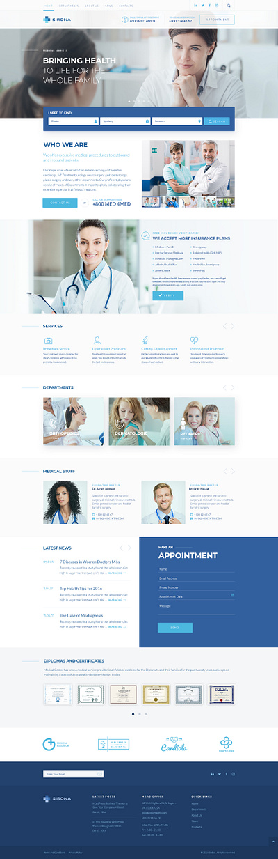 Sirona | Medical & Health WP Theme for Elementor clean clinic doctor landing medical medicine theme ui webdesign website white wordpress